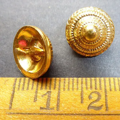 1 Gross- 144 Rather Splendid Vintage Gold Tone Cone Shaped Metal Buttons - 12mm wide