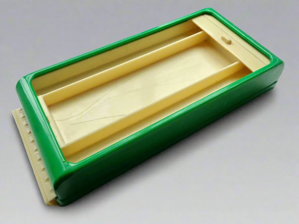 1940s Rolinx Green & Cream Plastic Pencil case / Pen Box With Two Compartments