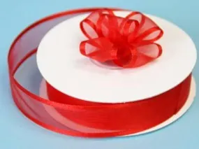 25 Yard 7/8" DIY Red Organza Ribbon With Satin Edges For Craft Dress Wedding