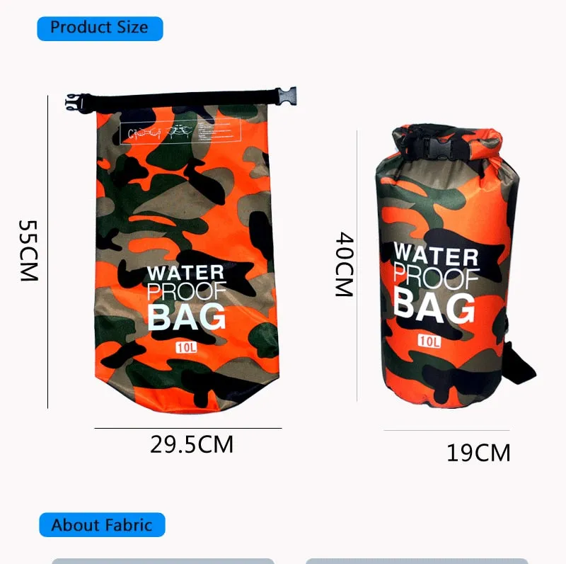 2/5/10/15L Outdoor Camouflage Waterproof Portable dry bag