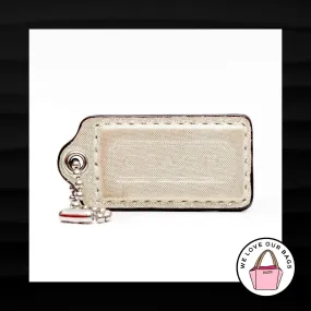 2" Medium COACH WHITE SHIMMER LEATHER KEY FOB BAG CHARM KEYCHAIN HANGTAG TAG