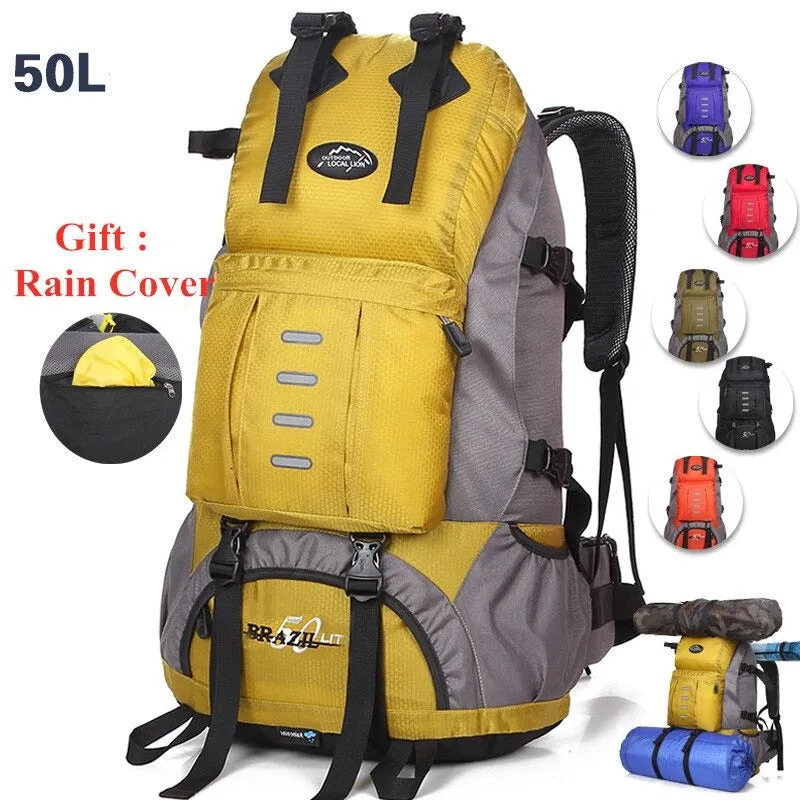 50L Outdoor Local Lion Brazil 50 Waterproof Hiking Bag Camping Bag Mountaineering Bag Multipurpose Backpack