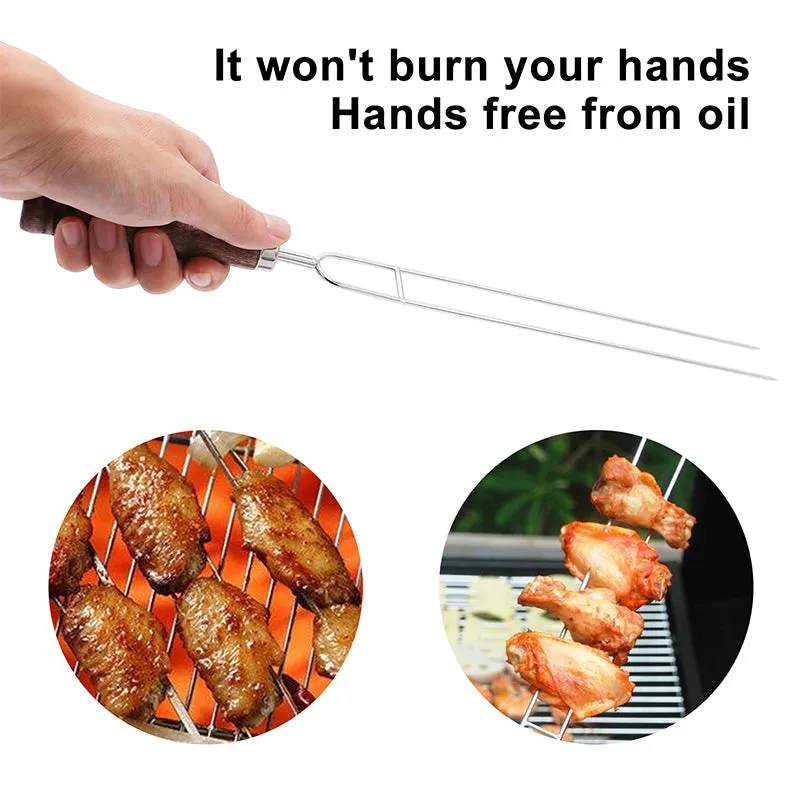 5pcs Portable Sharp Roasting Forks with Bag Camping Skewers BBQ Forks