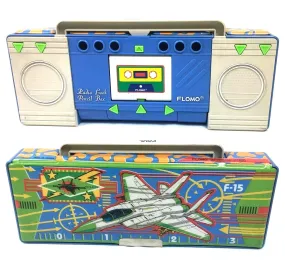 80's Flomo Boombox Fighter Jet F-15 Retro Pencil Case Multi-Compartment Vintage Stationary