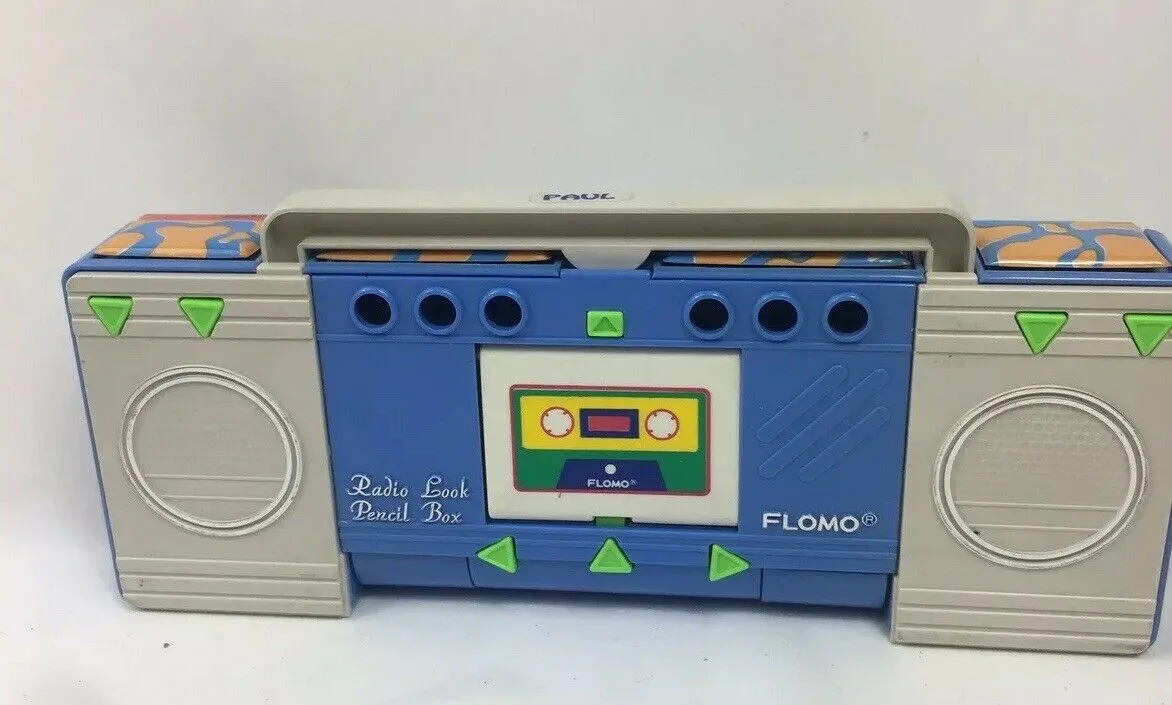 80's Flomo Boombox Fighter Jet F-15 Retro Pencil Case Multi-Compartment Vintage Stationary