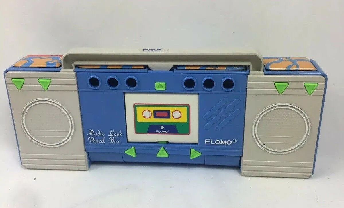 80's Flomo Boombox Fighter Jet F-15 Retro Pencil Case Multi-Compartment Vintage Stationary