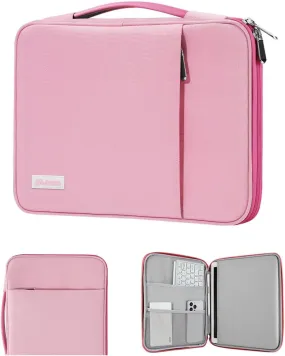 9-11" Tablet Sleeve Organizer Carrying Case with Handle for iPad 9/8/7th 10.2, iPad Pro 11 M4 M2, iPad Air 11, iPad Air 5/4 10.9, iPad 10th 10.9, Galaxy Tab A9 /A8/S9 FE,Rose Pink Light Pink