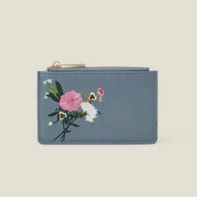 Accessorize London Women's Blue Embroidered Floral Cardholder