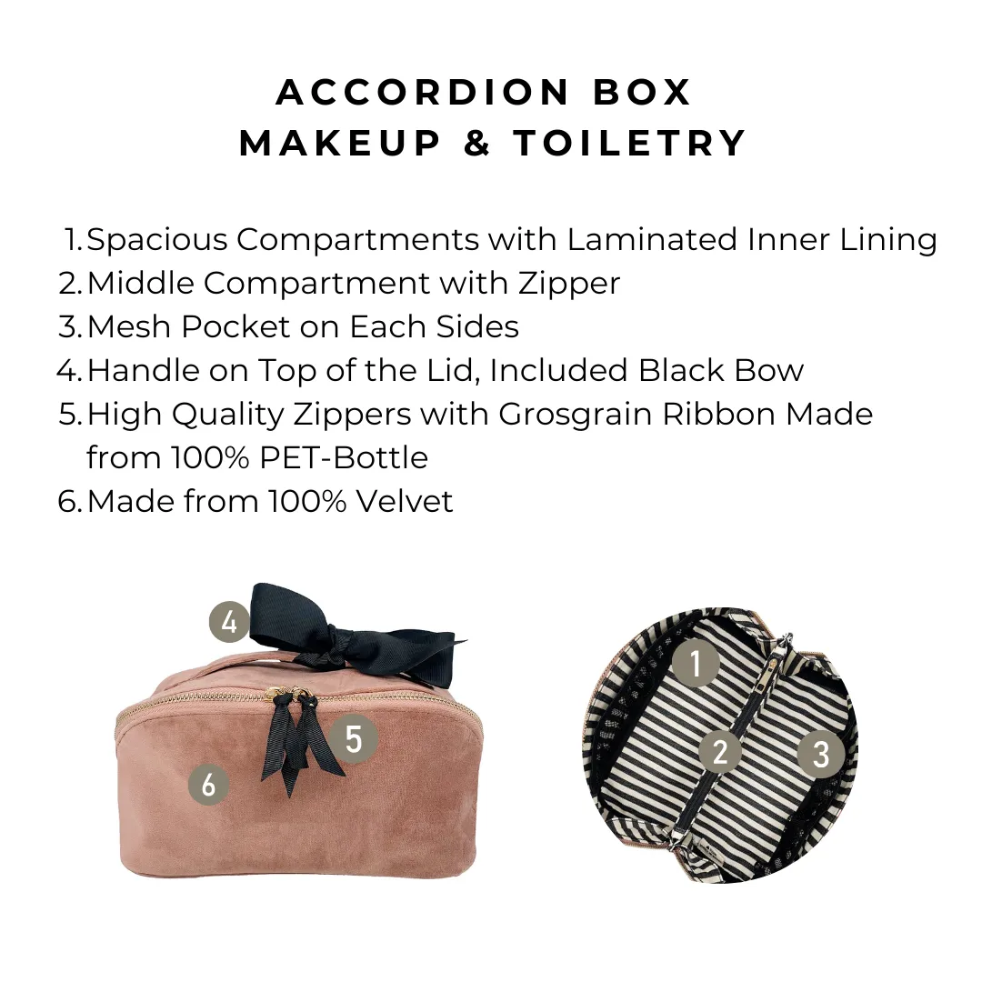 Accordion Box Makeup & Toiletry, Pink Velvet