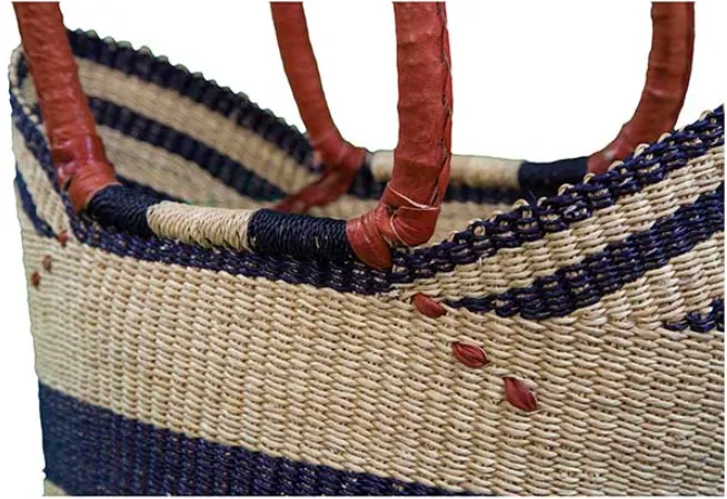 African Market Baskets- Navy/Natural Shoulder Tote