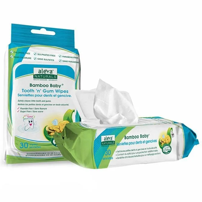 Aleva Bamboo Baby Tooth 'n' Gum Wipes - 30ct