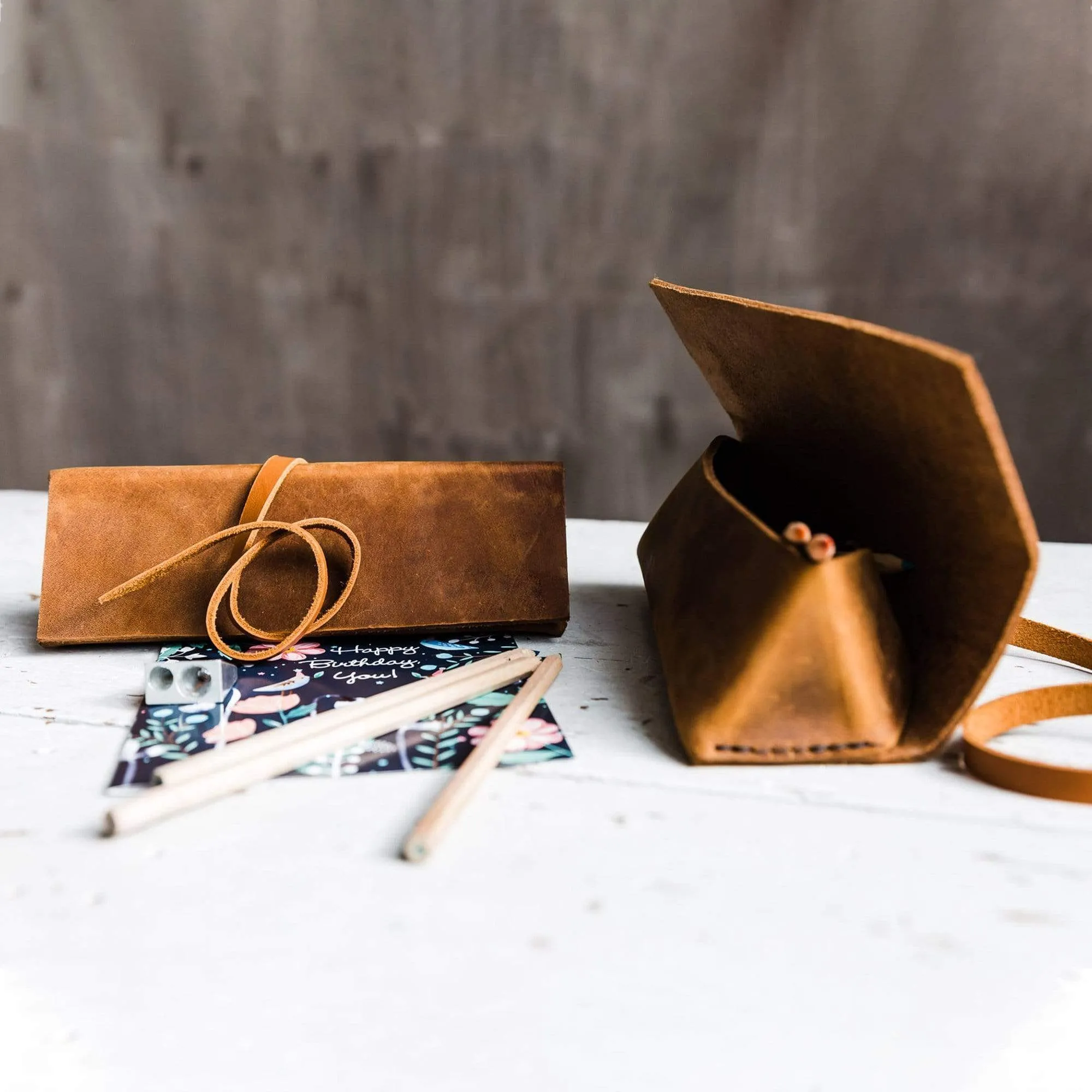 'Almost Perfect' Leather Artist Pencil Case