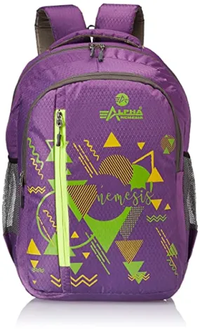 Alpha Nemesis Casual Waterproof Laptop Backpack/Office Bag/School Bag/College Bag/Business Bag/Unisex Travel Backpack Made With Waterproof polyester 27 Ltrs Purple School Backpack