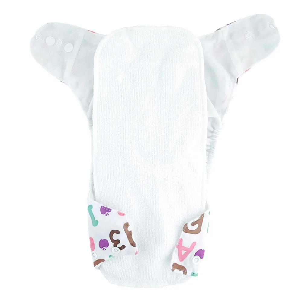 Alphabets & Numbers Pink Adjustable & Washable Diaper