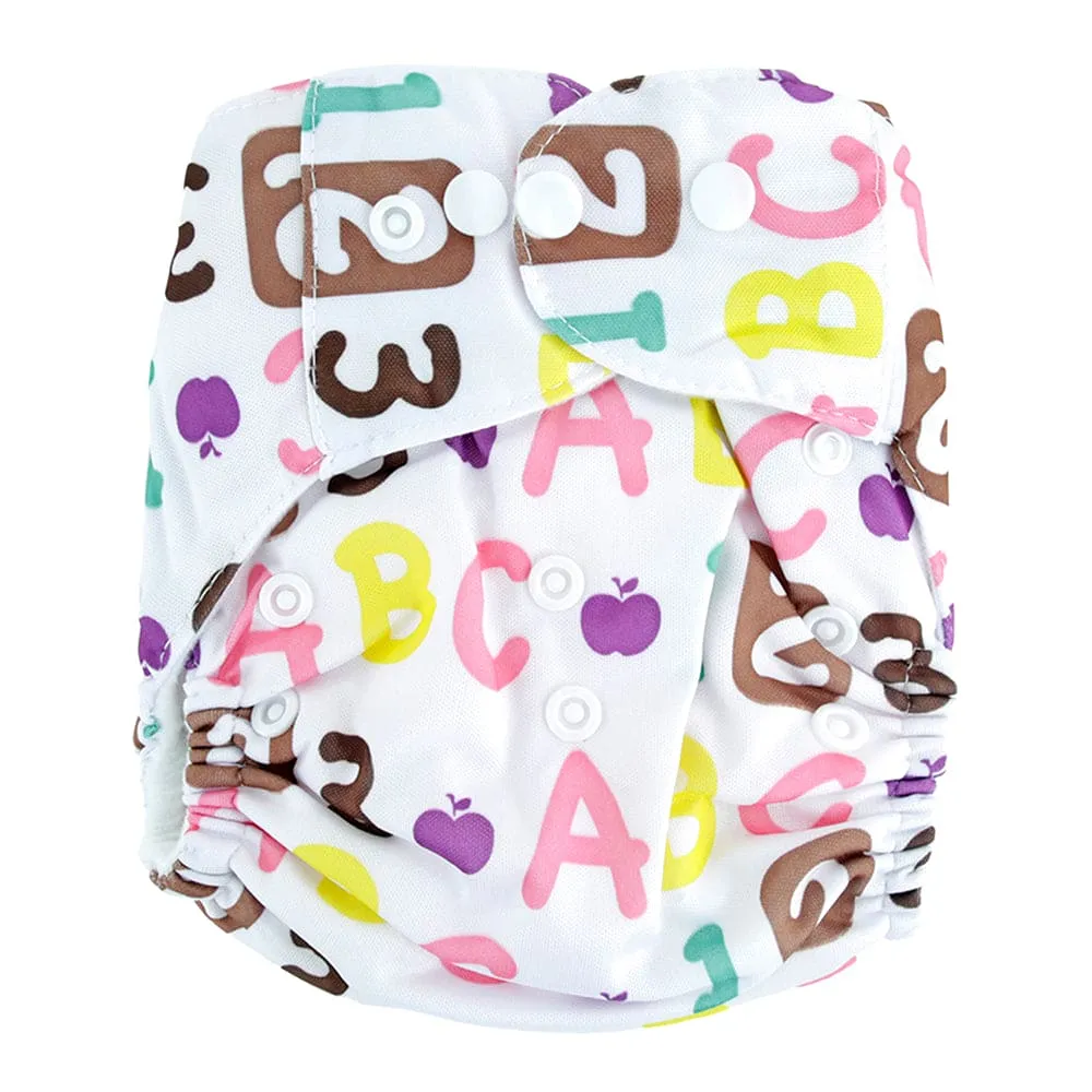 Alphabets & Numbers Pink Adjustable & Washable Diaper