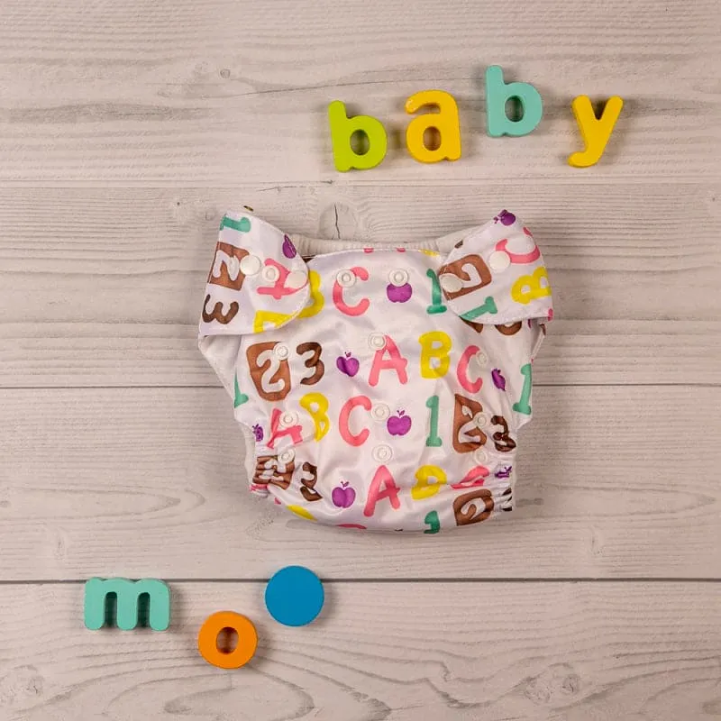 Alphabets & Numbers Pink Adjustable & Washable Diaper