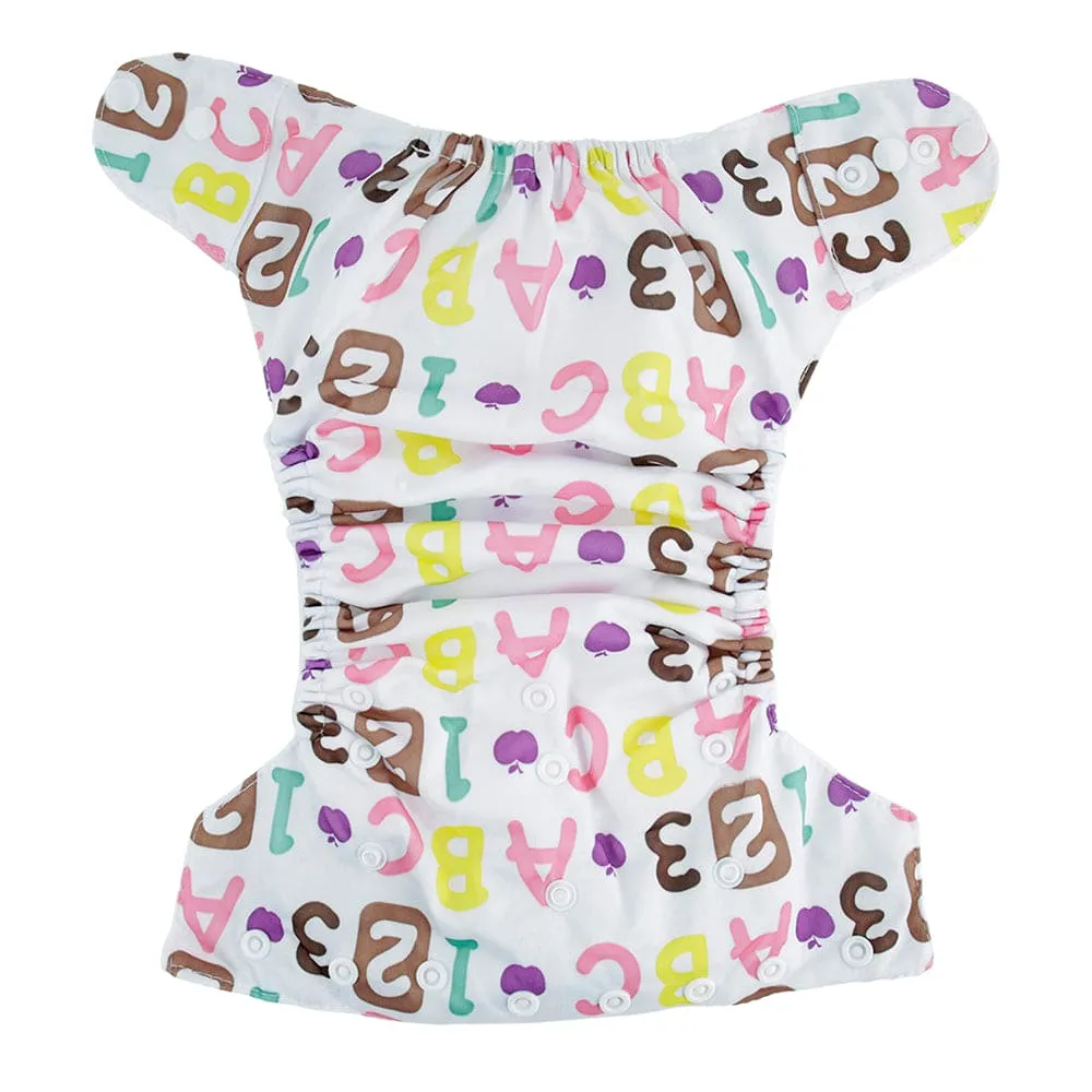 Alphabets & Numbers Pink Adjustable & Washable Diaper