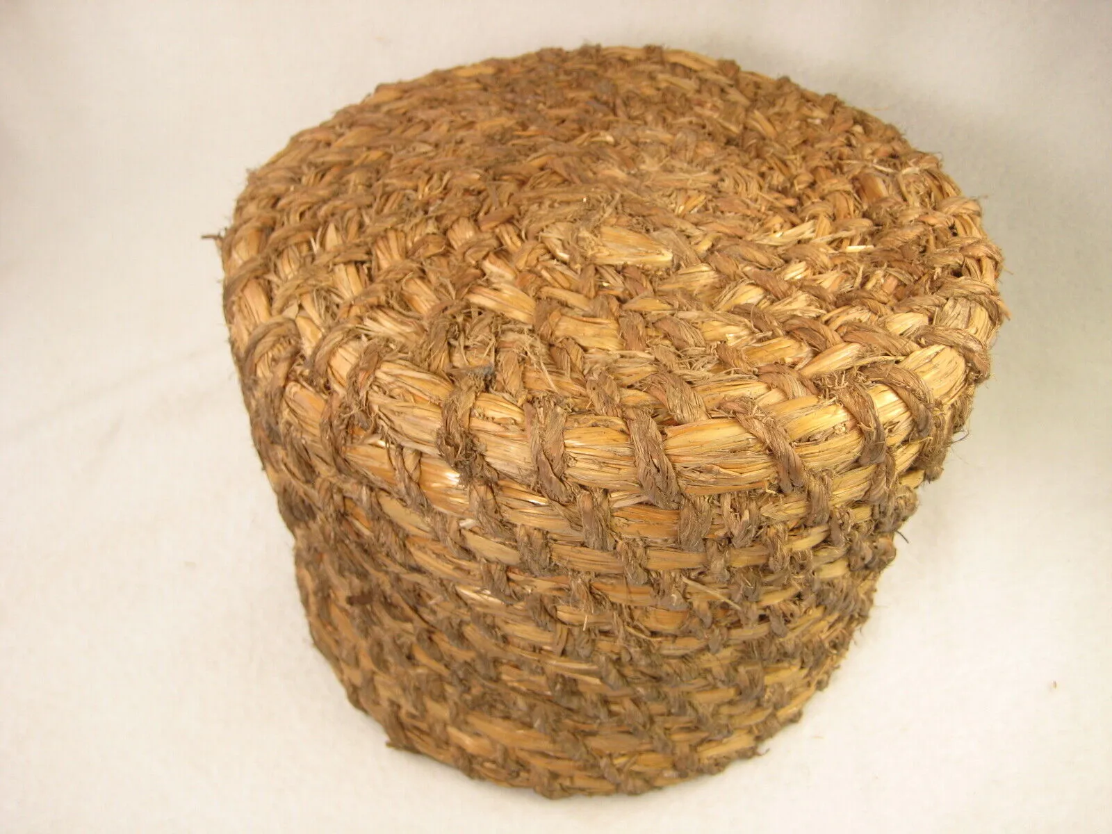 Antique Japanese Taisho Era (C. 1920) Rope Weave Kago Storage Basket