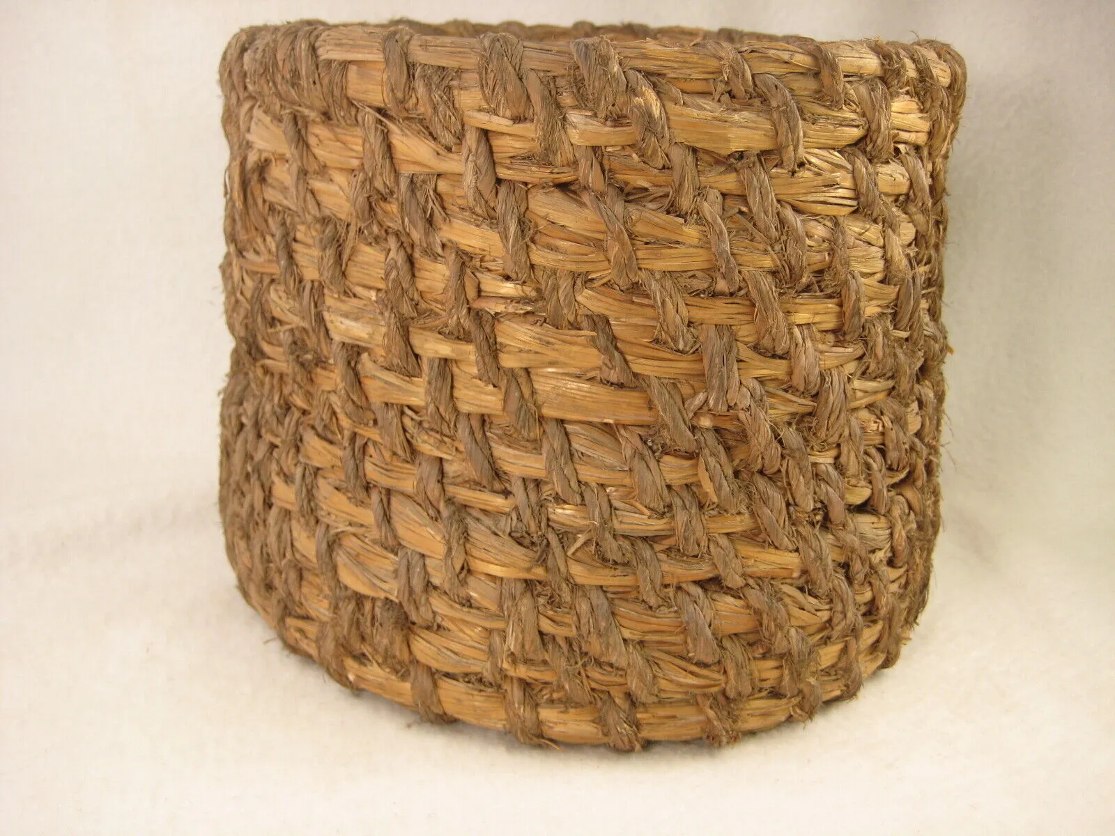 Antique Japanese Taisho Era (C. 1920) Rope Weave Kago Storage Basket