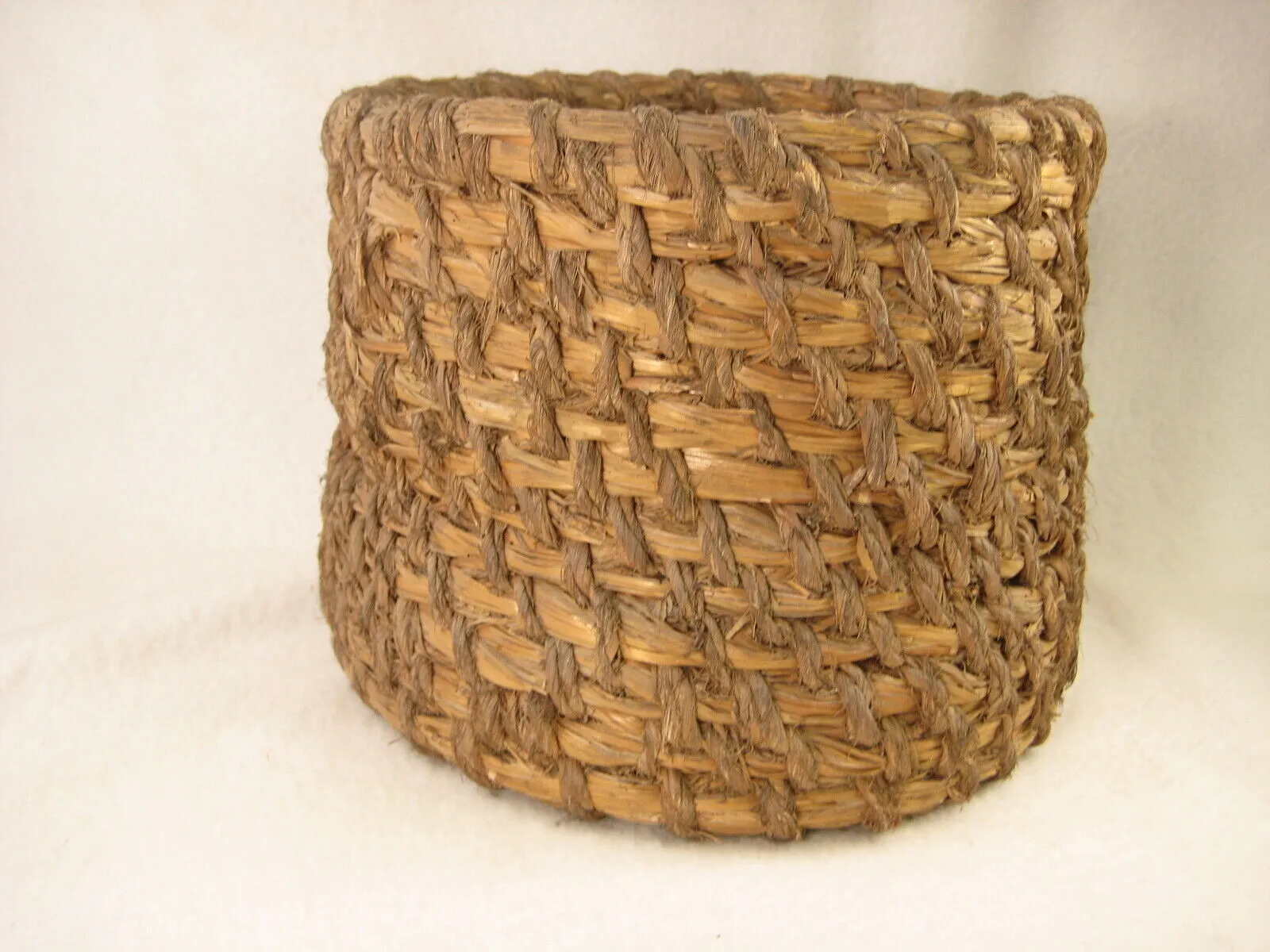 Antique Japanese Taisho Era (C. 1920) Rope Weave Kago Storage Basket