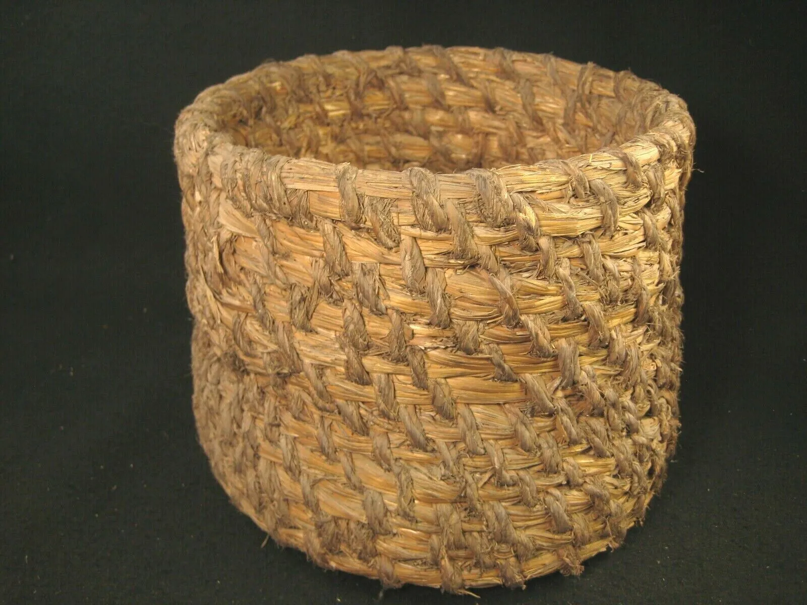 Antique Japanese Taisho Era (C. 1920) Rope Weave Kago Storage Basket