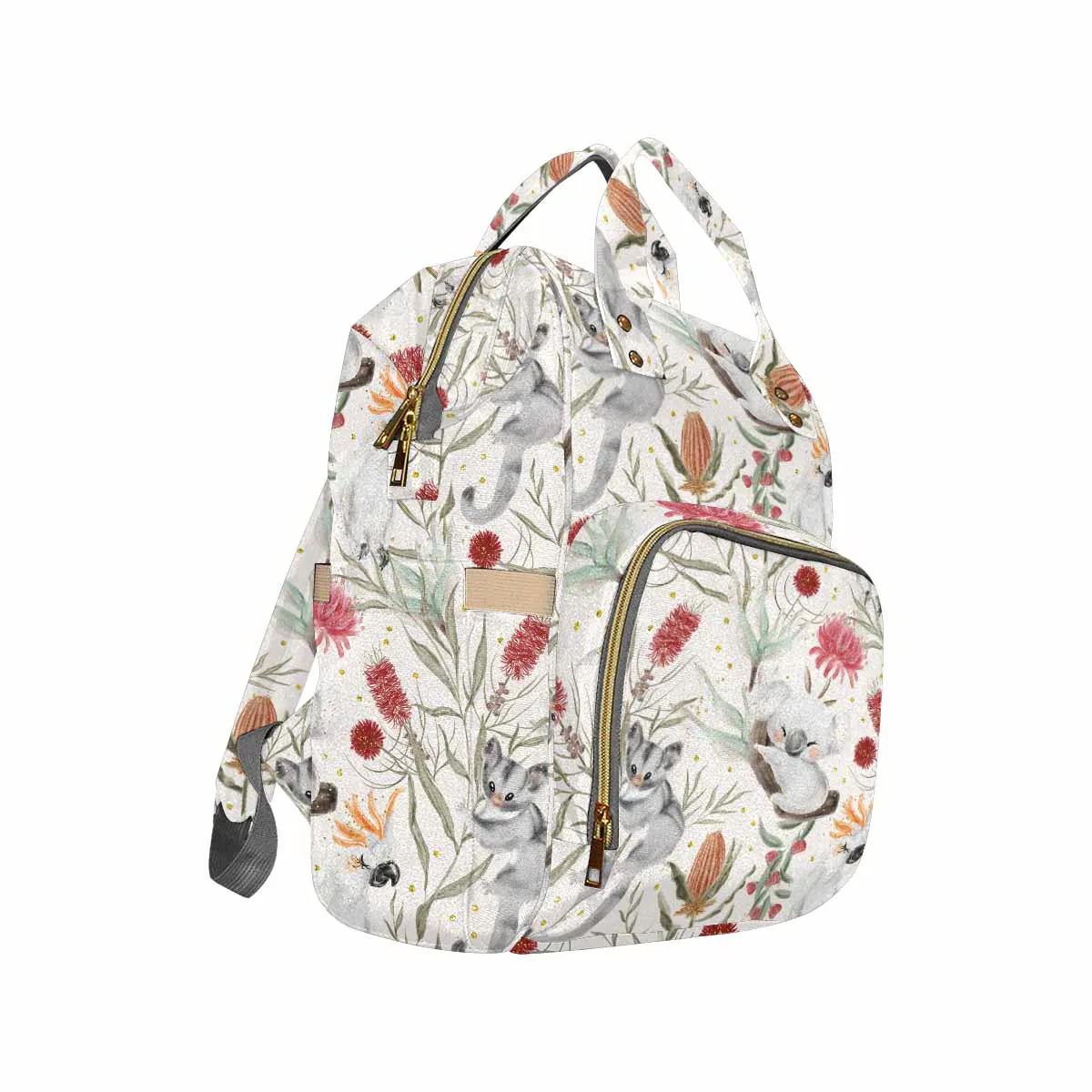 Australian Animals, Koala Cockatoo and Sugar Glider Diaper Bag Backpack