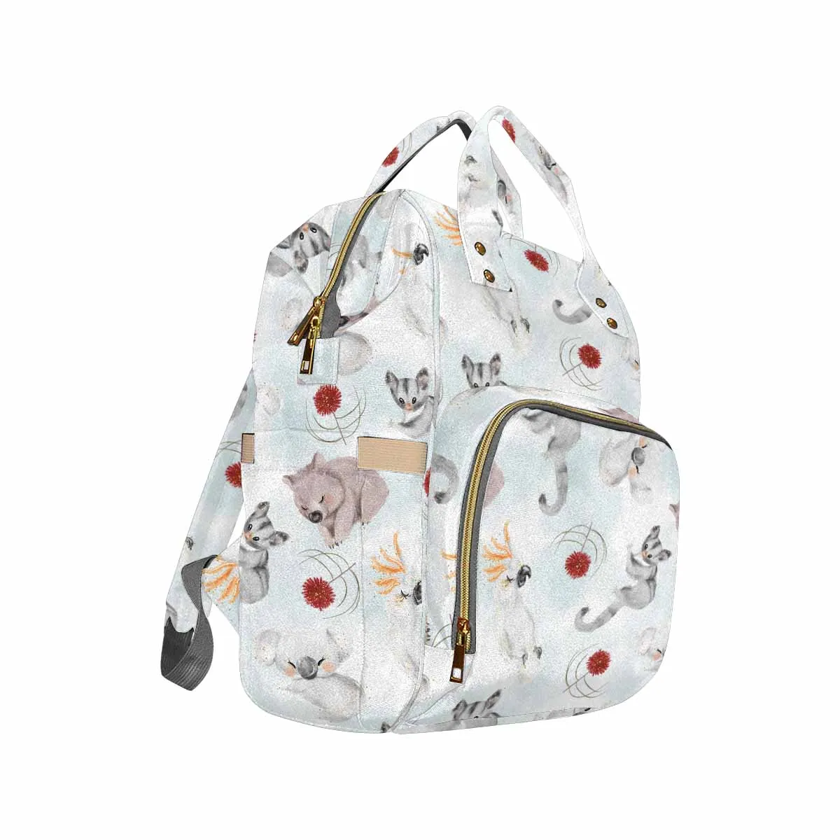 Australian Animals Koala, Sugar Glider, Wombat  Diaper Bag Backpack