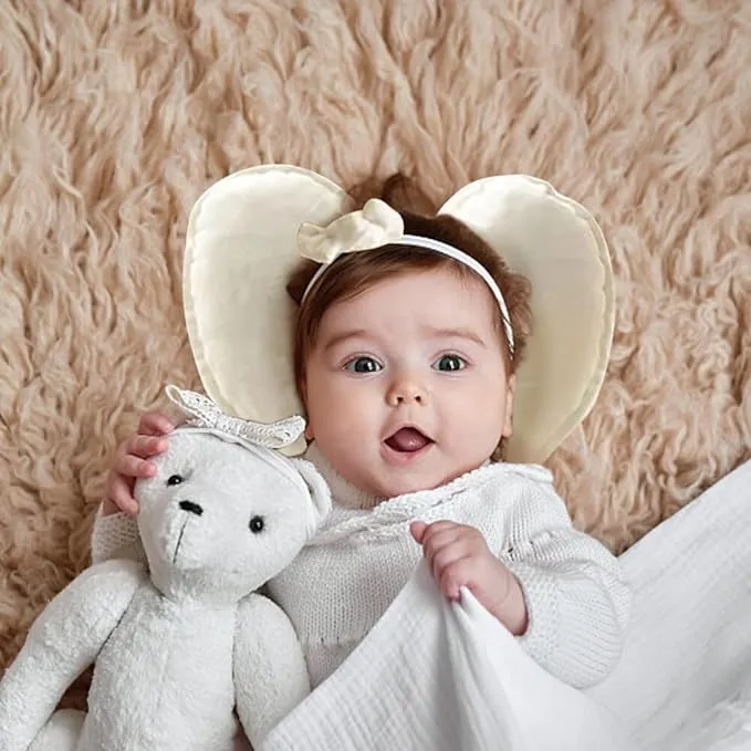 Babymoon | Set of 2 | Heart Shaped Pillow With Hairband | Baby Photoshoot Props | Posing Aids | Beige