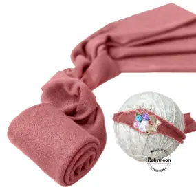 Babymoon Textured Stretchble Baby Photography Shoot Wrap Cloth With Hairband - Dark Pink