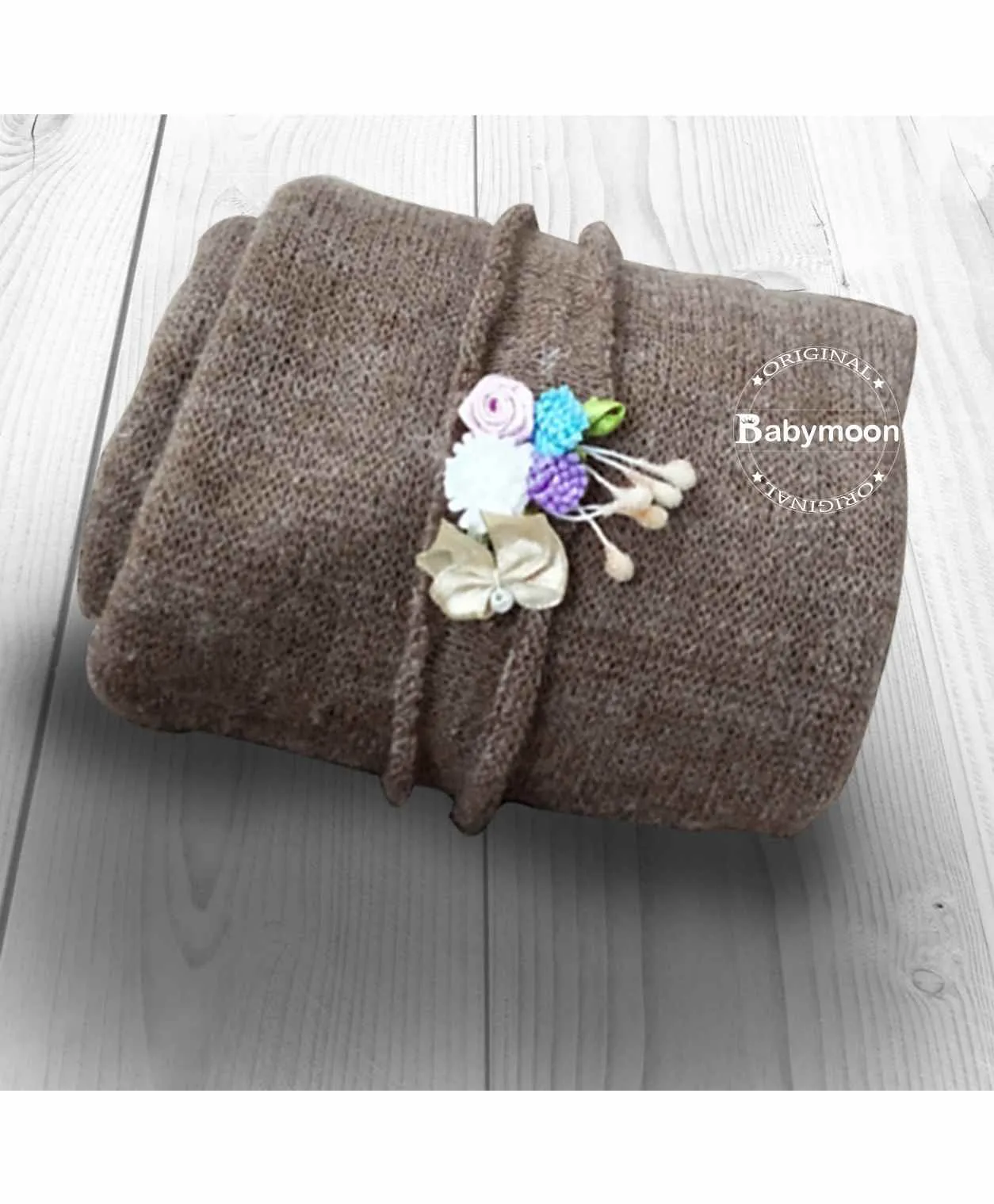 Babymoon Textured Stretchble Baby Photography Shoot Wrap Cloth With Hairband - Grey