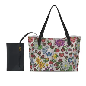 Berry Pop Bright Birch Shopping Tote Bag With Black Mini Purse