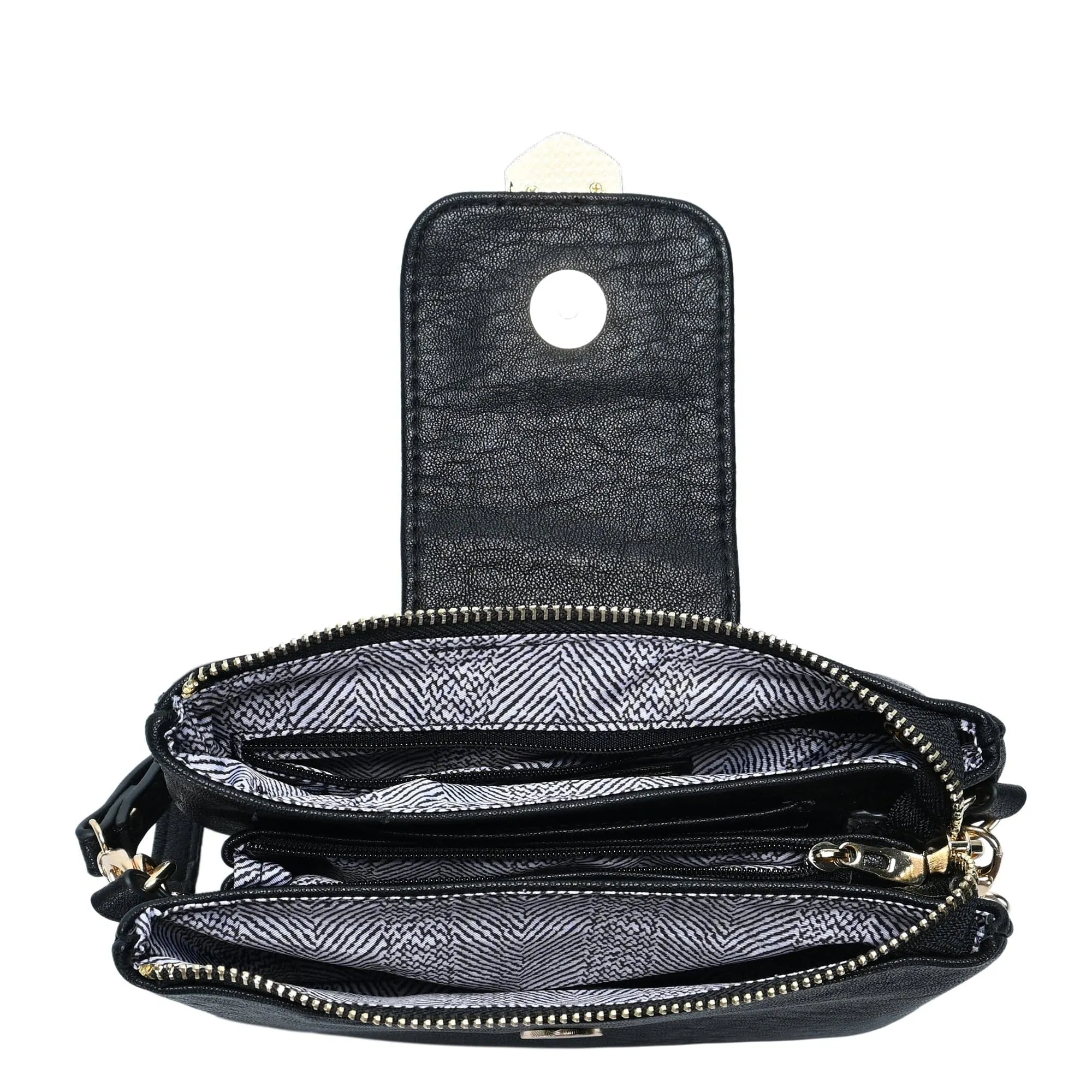 BGT48604 Tori Three Compartment Buckle Crossbody Bag