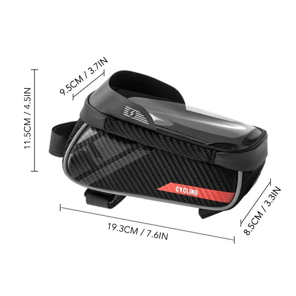 Bicycle Phone Mount Bags Waterproof Front Frame Top Tube Bag with Touch Screen Phone Holder Case Cycling Bike Phone Tool Storage Bag Pack