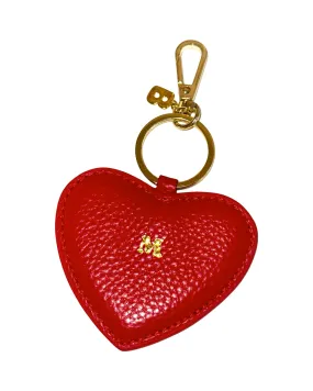 BISOU MONOGRAMMED LEATHER HEART KEYCHAIN