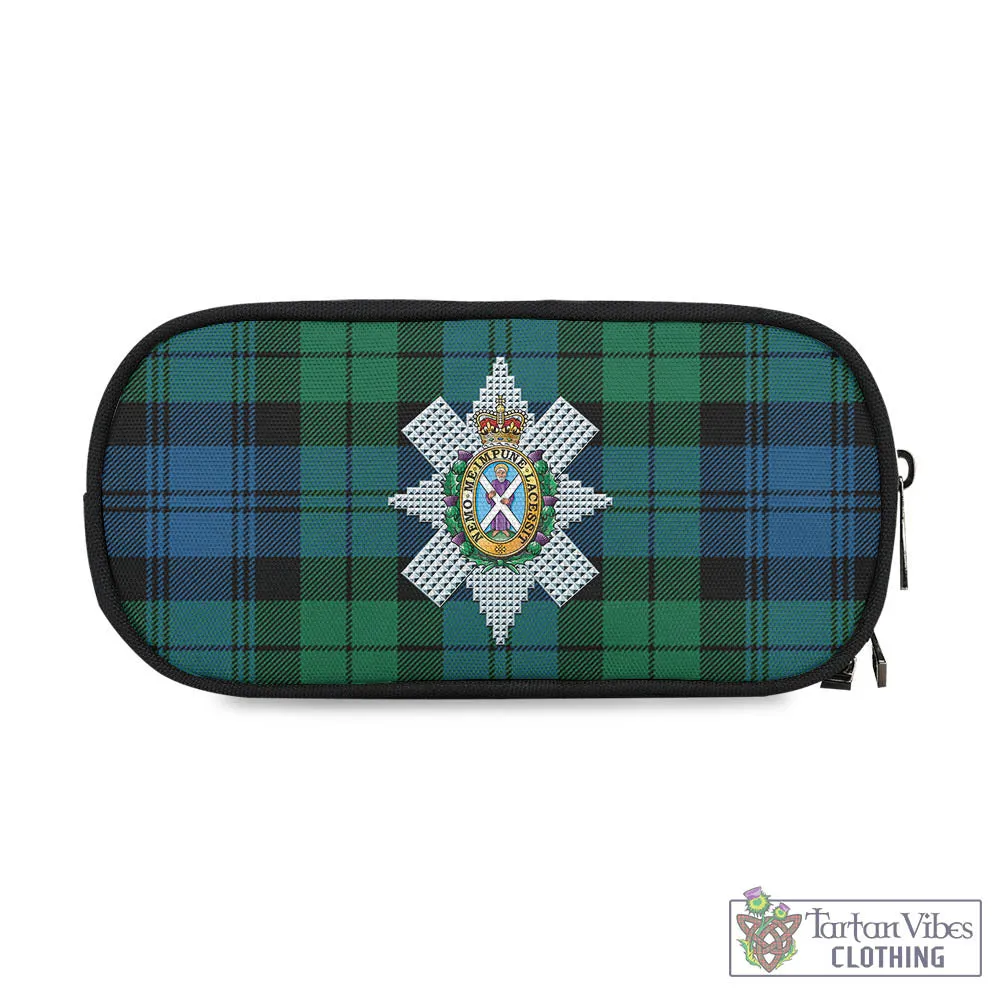 Black Watch Ancient Tartan Pen and Pencil Case with Family Crest