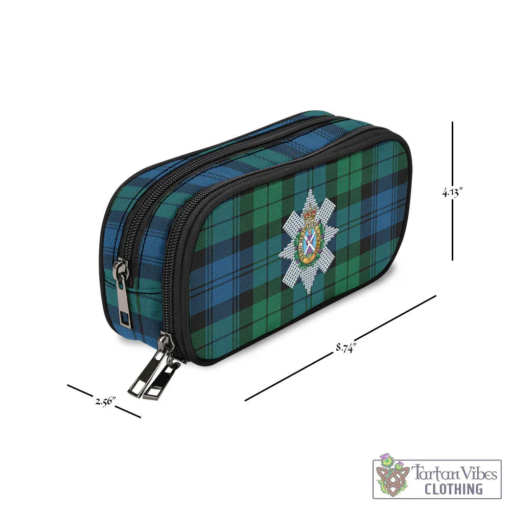 Black Watch Ancient Tartan Pen and Pencil Case with Family Crest