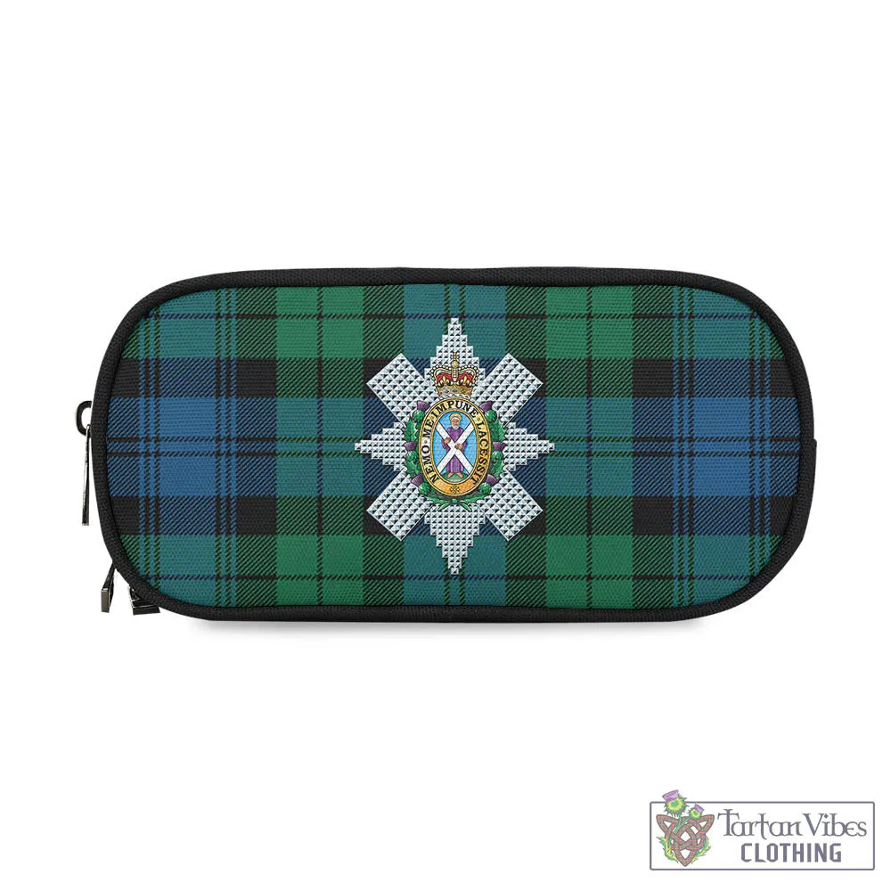 Black Watch Ancient Tartan Pen and Pencil Case with Family Crest