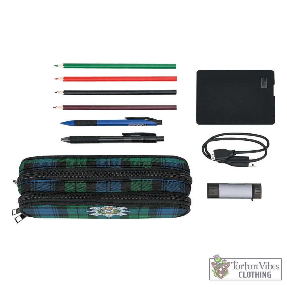 Black Watch Ancient Tartan Pen and Pencil Case with Family Crest