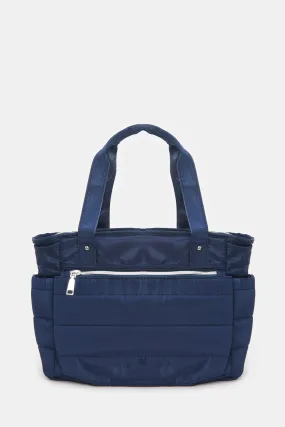 Blue Diaper Bag With Multiple Pockets