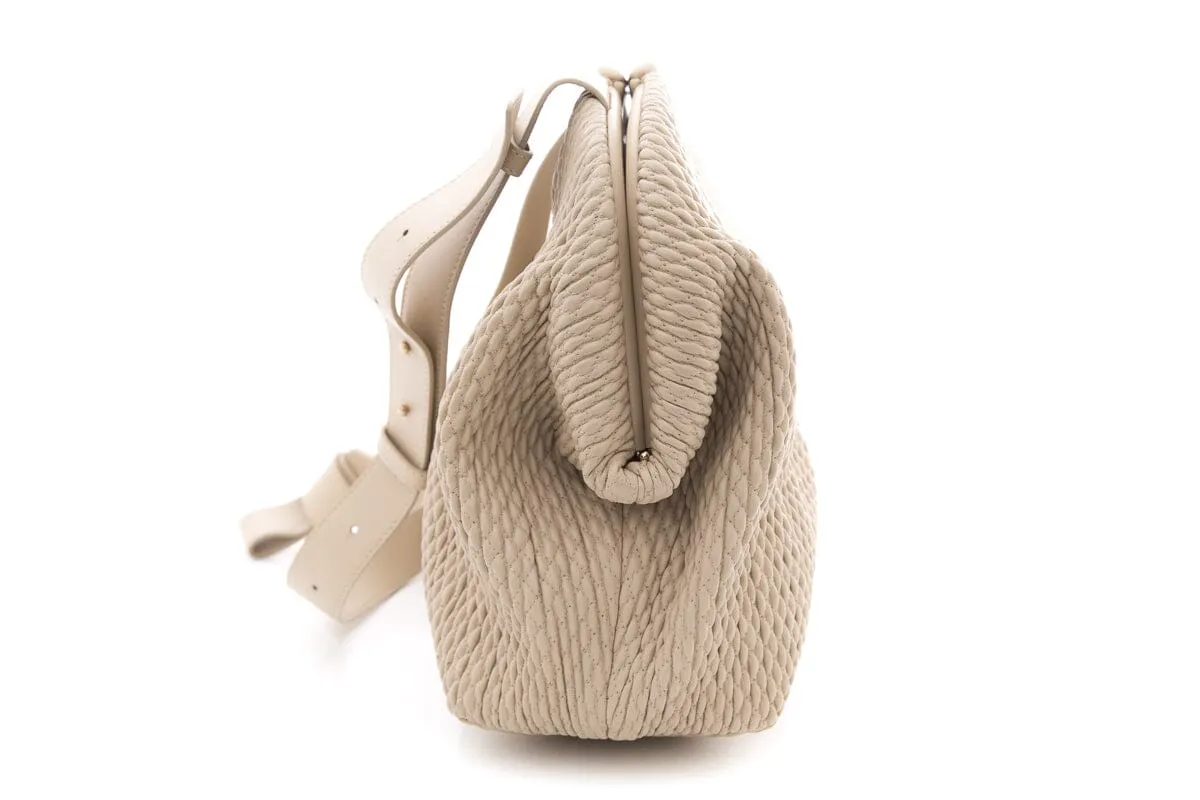 Bottega Veneta "The Point" Beige Rubberized Handbag