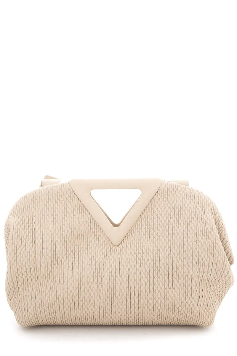 Bottega Veneta "The Point" Beige Rubberized Handbag