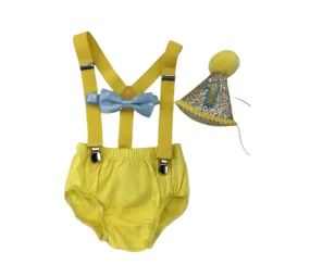 Bright yellow & Powder Smash Cake Outfit