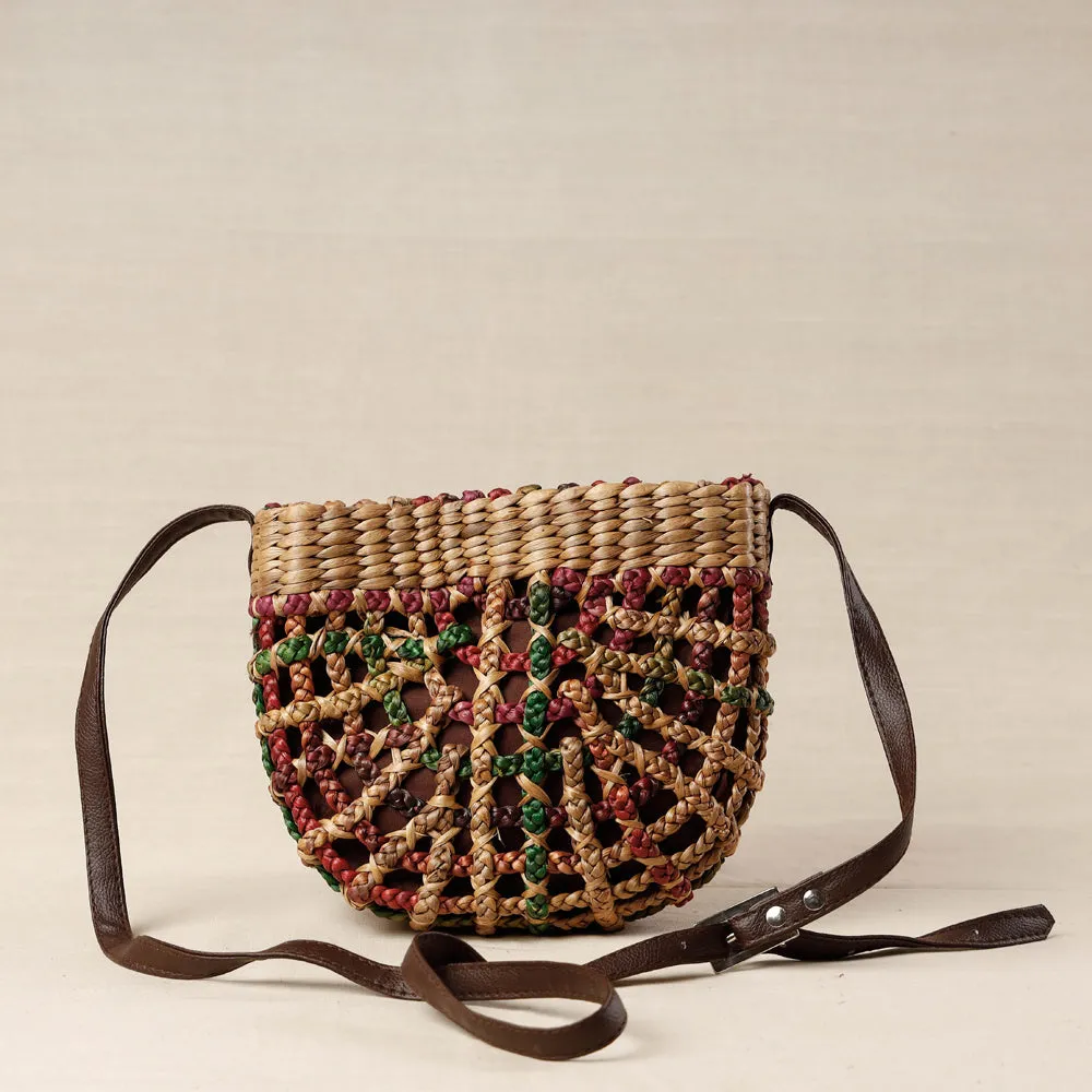 Brown - Handmade Organic Water Hyacinth Sling Bag from Assam