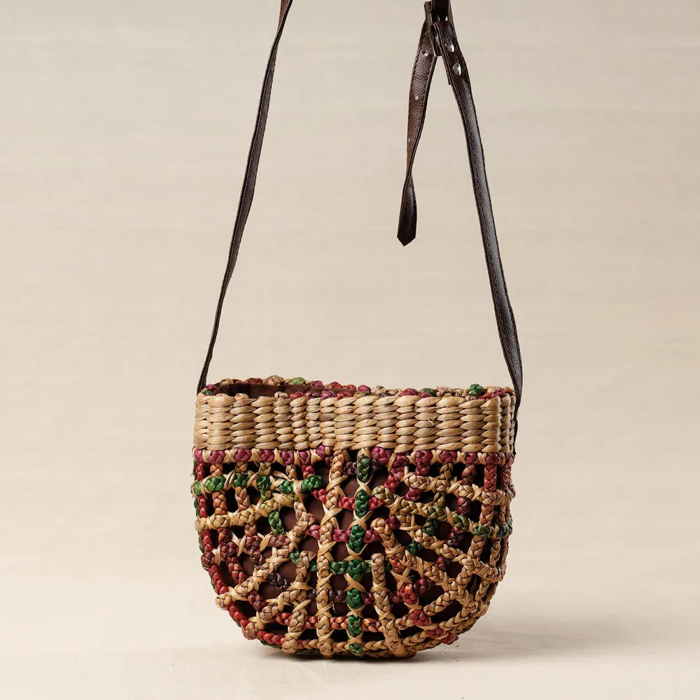 Brown - Handmade Organic Water Hyacinth Sling Bag from Assam