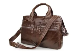 Brown Leather Crossbody Laptop Bag