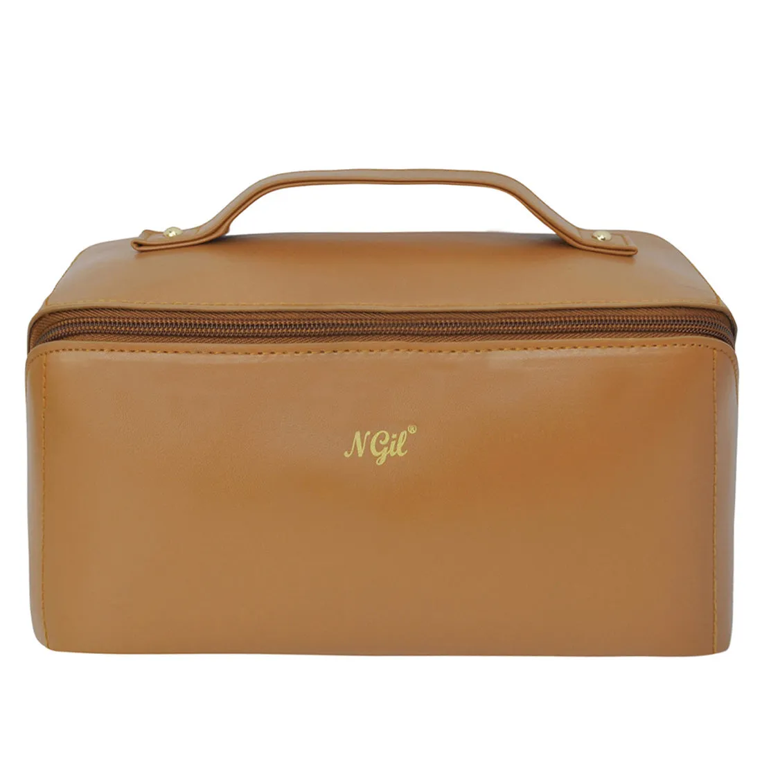 Brown NGIL Medium Faux Leather Expandable Travel Toiletry