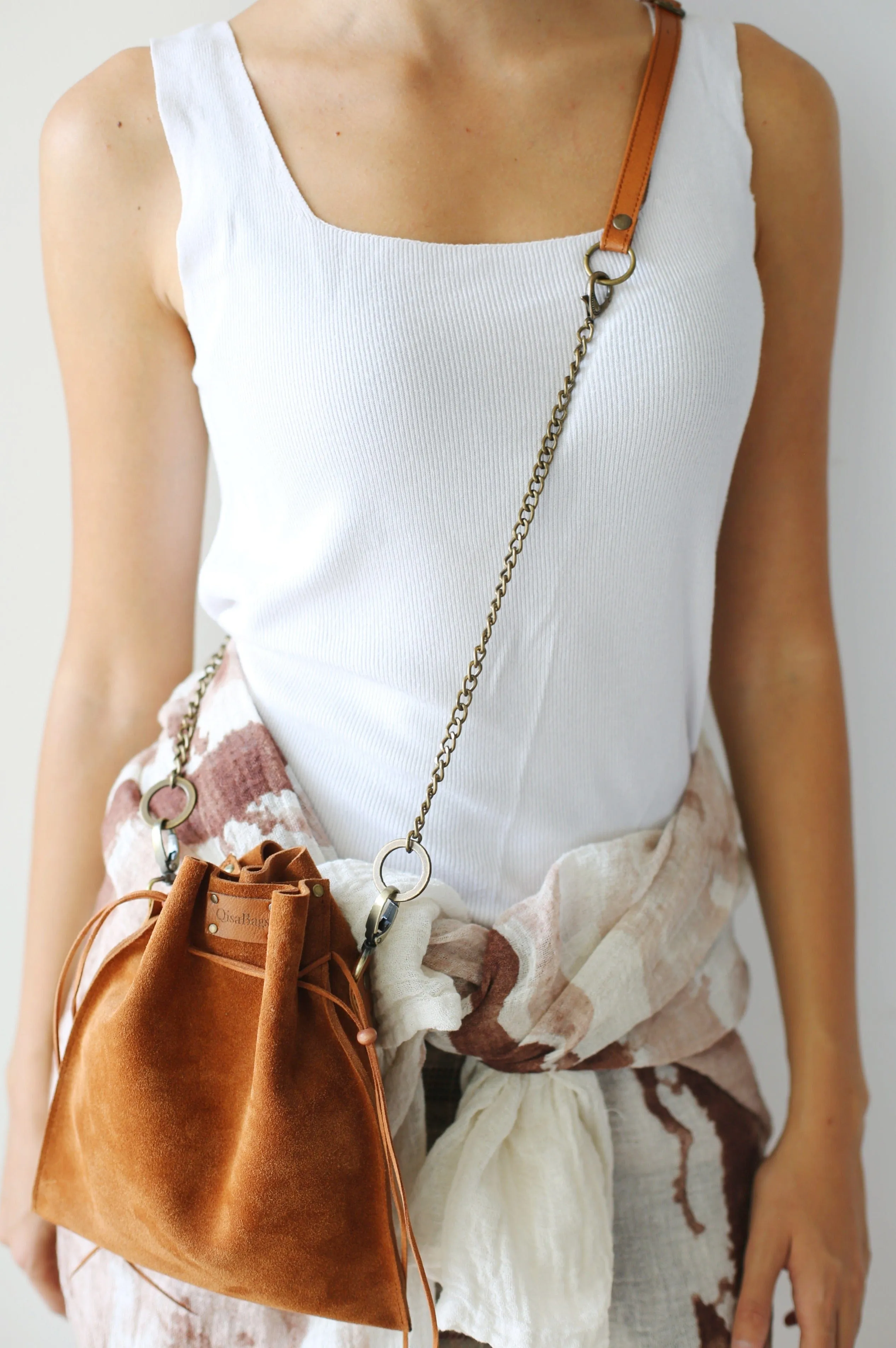 Brown Suede Cross Body Bag