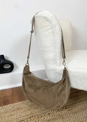 Carson Suede Hobo Bag in Taupe