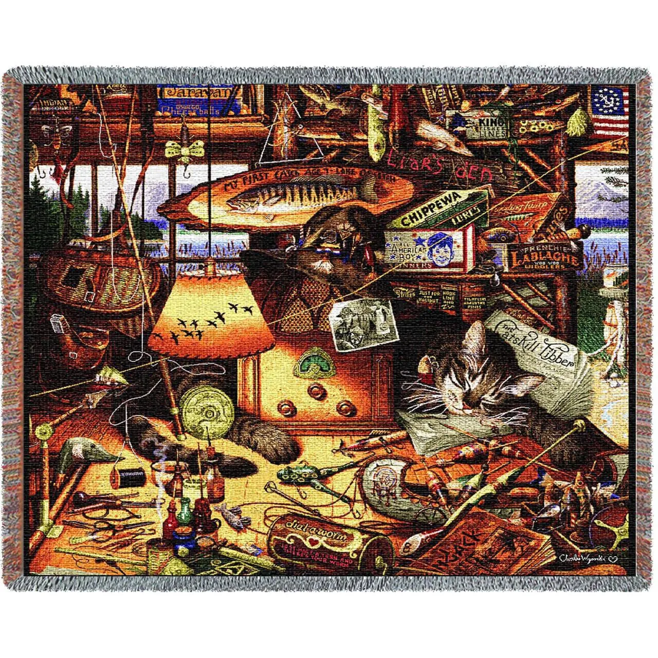 Charles Wysocki© Max In The Adirondacks Throw|Pillow Cover|Wall Tapestry|Tote