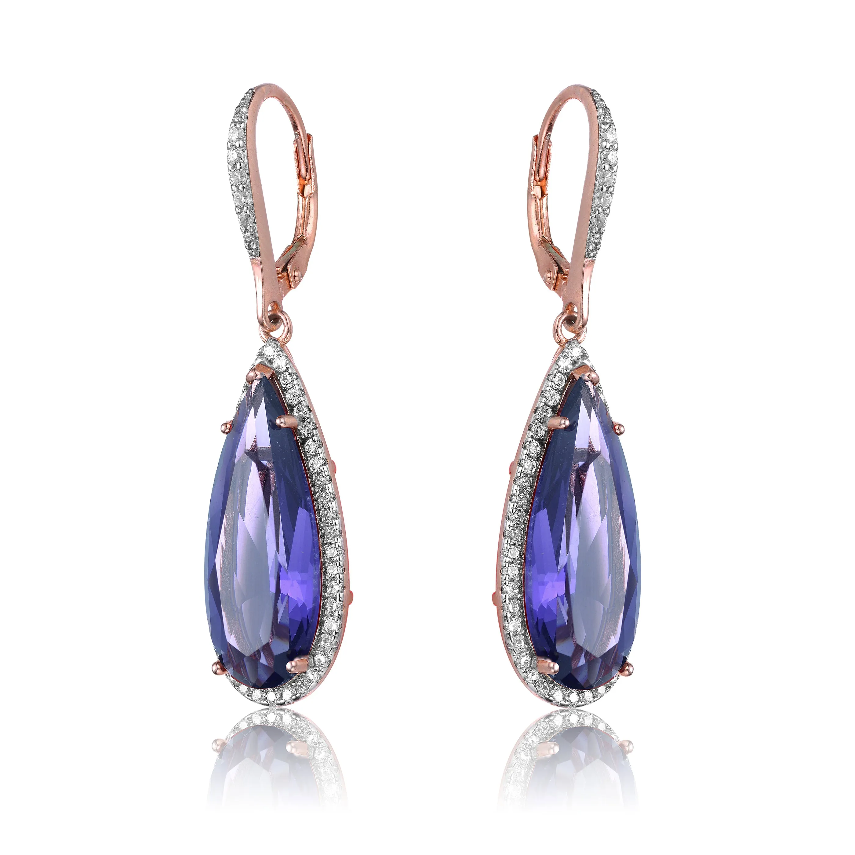 Charlotte Morganite Pear Cubic Zirconia Drop Earrings